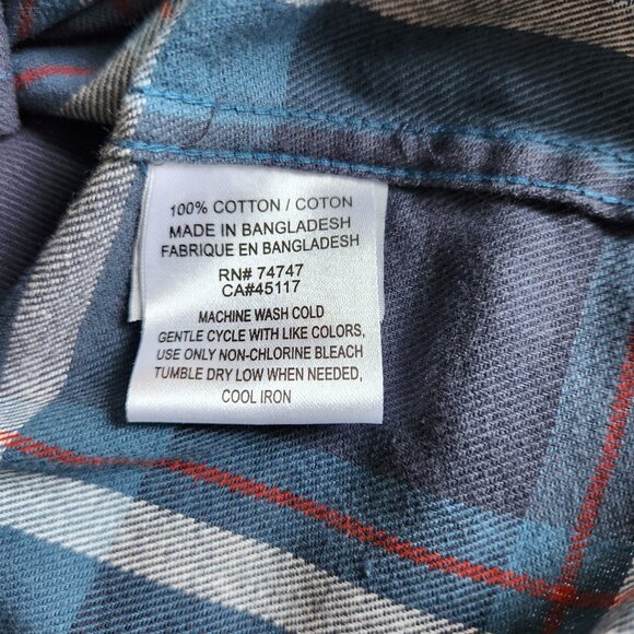 Hobbs Creek Shirt Mens LG Flannel Button Down Long Sleeve 100% Cotton Blue Plaid - Picture 7 of 9